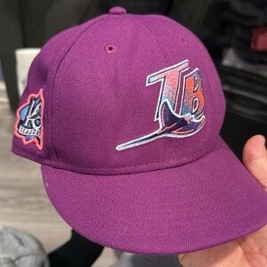 New Era 59FIFTY RARE Purple Tampa Bay Devil Rays Baseball Cap 10th Season!